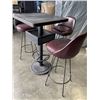 Image 3 : BAR HEIGHT TABLE W/ 3 LEATHER BAR STOOLS