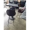 Image 4 : BAR HEIGHT TABLE W/ 3 LEATHER BAR STOOLS