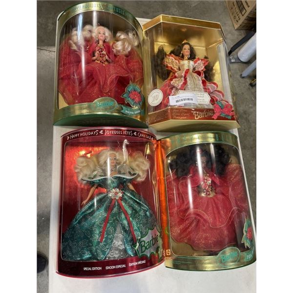 4 VINTAGE BARBIES IN ORIGNAL PACKAGE - HOLIDAY COLLECTIONS 1993, 1995, 1997,