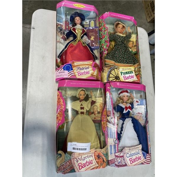 4 VINTAGE BARBIES IN ORIGNAL PACKAGE - COLONIAL, PIONEER, PATRIOT, AND PILGRIM