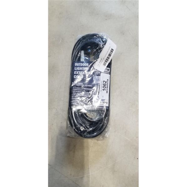 WATTS WIRE 15FT OUTDOOR LIGHTED EXTENSION CORD. 12/3 SJTW
