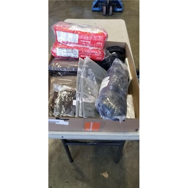 LOT OF PET ITEMS INCLUDING 90 FEMALE DOG DISPOSABLE DIAPERS, 4 PET FOOD MATS, 4 MURDEROUS CAT SHOPPI