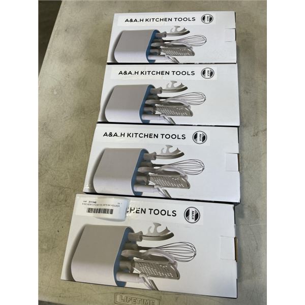 4 AS NEW KITCHEN TOOL SETS W/ HOLDER