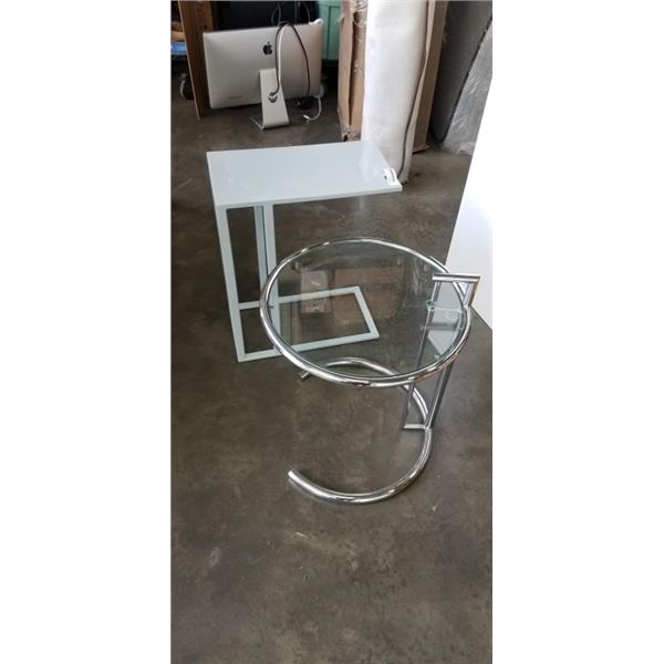 ROUND GLASS TOP SIDE TABLE AND METAL END TABLE