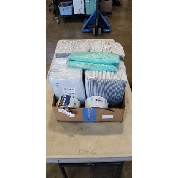 LOT OF PACKING SUPPLIES INCLUDING 200 PCS 6X 10" BUBBLE MAILERS, 2 ALUMINIUM OXIDE GOLDEN PSA ROLLS 