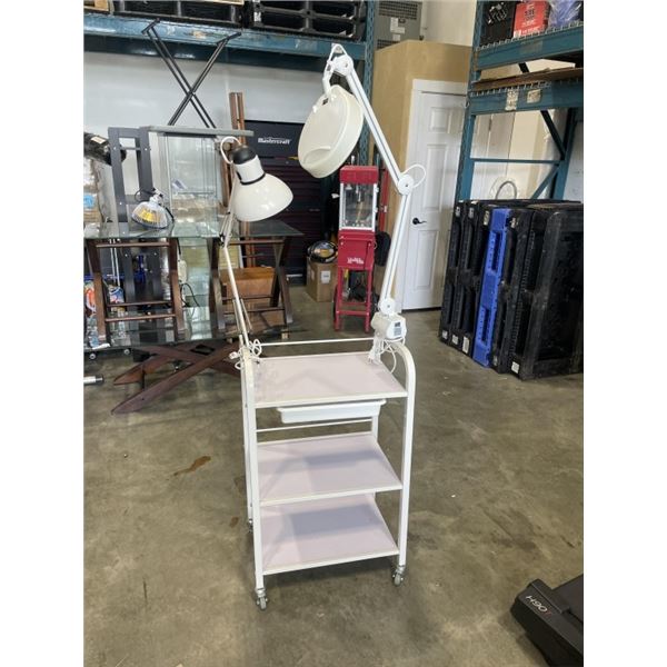 3 TIER METAL ROLLING CART WITH MAGNIFIER LAMP. MODEL NO: 8068