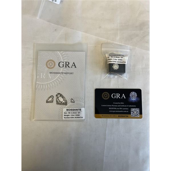 NEW 5.0CT MOISSANITE STONE ROUND BRILLIANT CUT, GH-VVS1 TESTS POSITIVE W/ DIAMOND TESTED - MORE BRIL