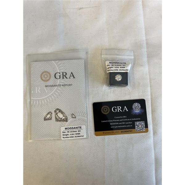 NEW 4.0CT MOISSANITE STONE ROUND BRILLIANT CUT, GH-VVS1 TESTS POSITIVE W/ DIAMOND TESTED - MORE BRIL