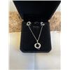 Image 1 : NEW PLATINUM PLATED SAPPHIRE BLUE SIMULATED DIAMOND (CZ) CIRCLE 2 PIECE SET, CHAIN 16-18" LONG