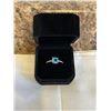 Image 1 : NEW PLATINUM PLATED 2.0CT CUSHION CUT BLUE SIMULATED DIAMOND (CZ) CHANEL RING, SIZE 7