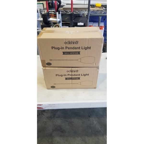 2 EDISHINE PLUG IN PENDANT LIGHTS. SKU:HPIP06B