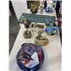 Image 1 : LOT OF CACTUSES, ARTIFICIAL FLOWER IN WOODEN BASKET, ANGEL STATUE, JUMPER CABLES