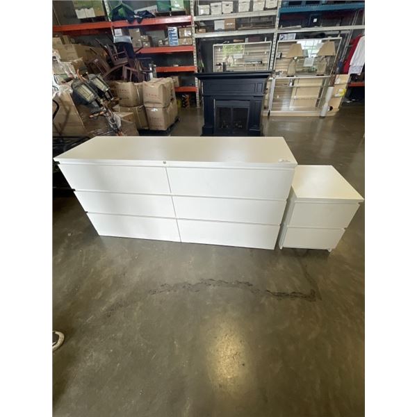 IKEA MALM WHITE 6 DRAWER DRESSER AND NIGHT STAND