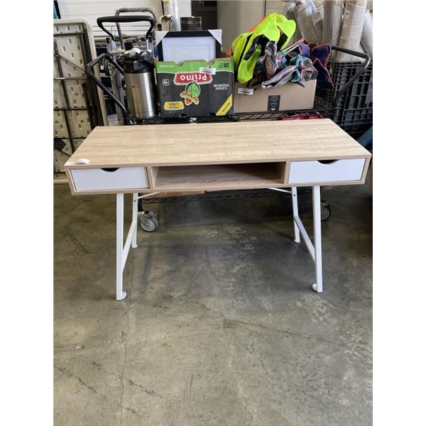 WHITE AND WOOD TOP DESK
