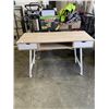 Image 1 : WHITE AND WOOD TOP DESK