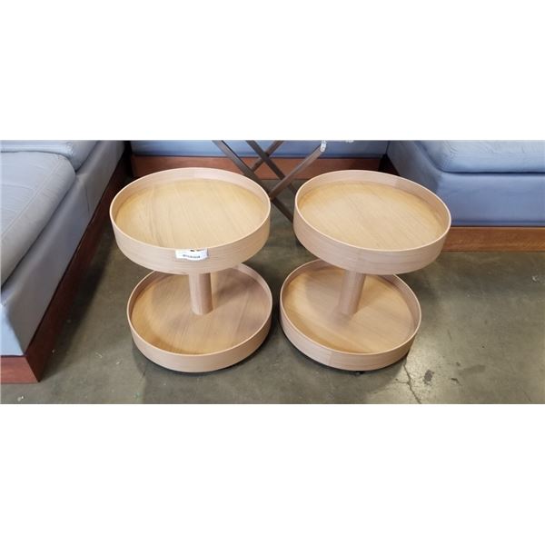 PAIR OF ROUND ROLLING TABLES