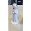 Image 4 : MID CENTURY BLUE ART GLASS VASE AND 2 PORCELAIN FIGURES