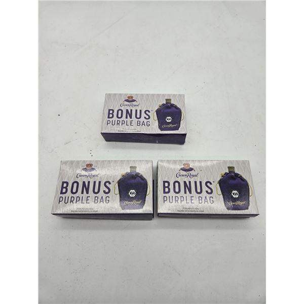 3 pack of crown royal purple carry bags (c2)