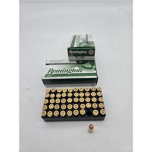 2 boxes of remington 9mm luger ammunition (c64)