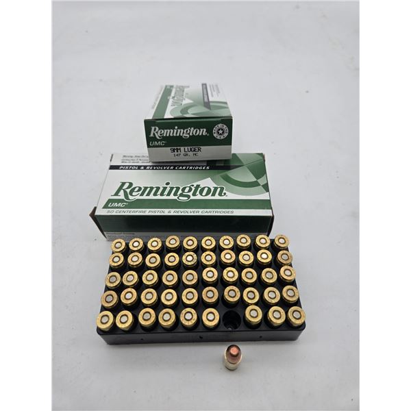 2 boxes of remington 9mm luger ammunition (c64)