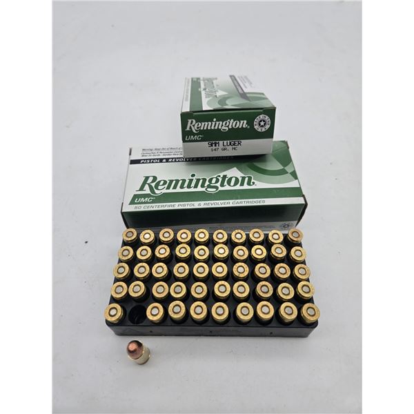 2 boxes of remington 9mm luger ammunition (c64)