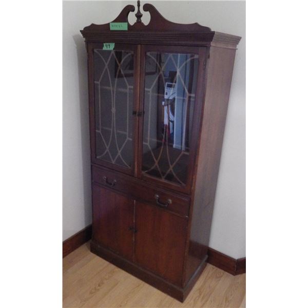 Vintage China cabinet with glass doors -- Some minor damage to bottom door closure strip