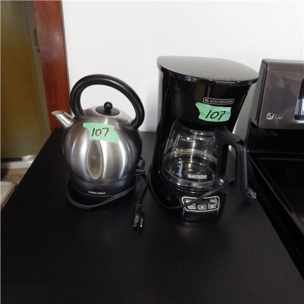 Black & Decker coffee maker and Black & Decker cordless kettle