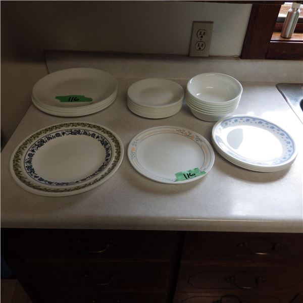 different patterns of Corelle plates and bowls