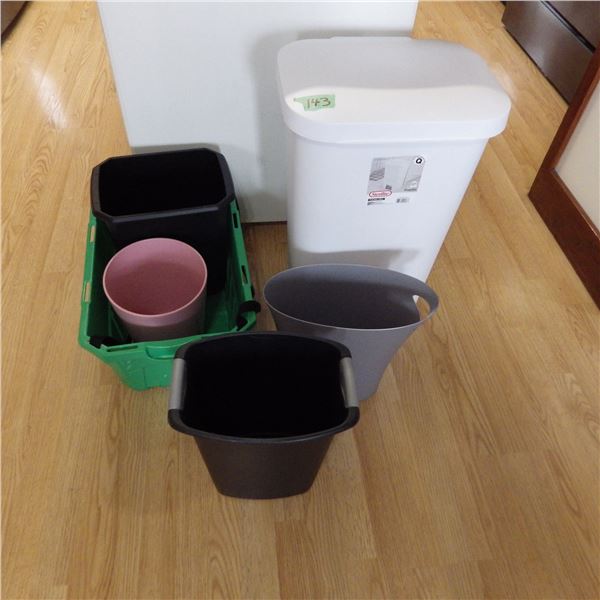 lot with garbage cans etc