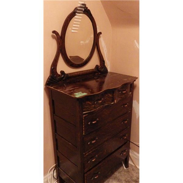 antique dresser with beveled glass mirror