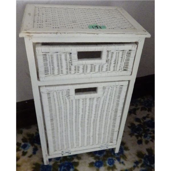White Wicker bedside table
