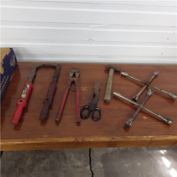 nail pullers ,  bolt cutters , tire wrenches