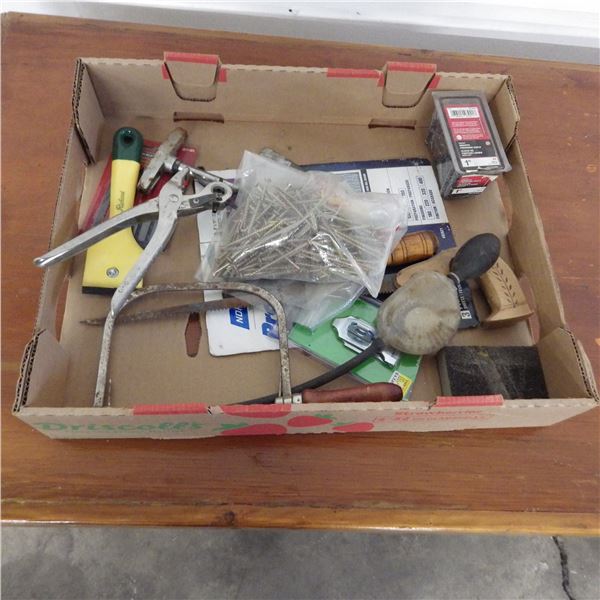 coping saw paint scraper , wood screws and miscellaneous
