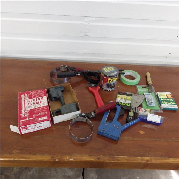 staplers , gluing clamp  ,  oil filter wrenches  and miscellaneous