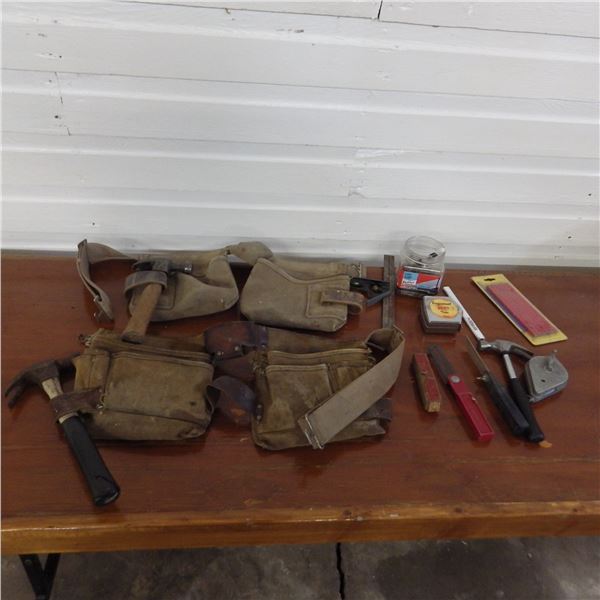 Carpenter tool pouches and carpentry tools