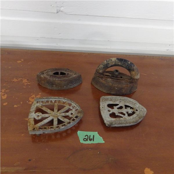 antique sad irons and stands