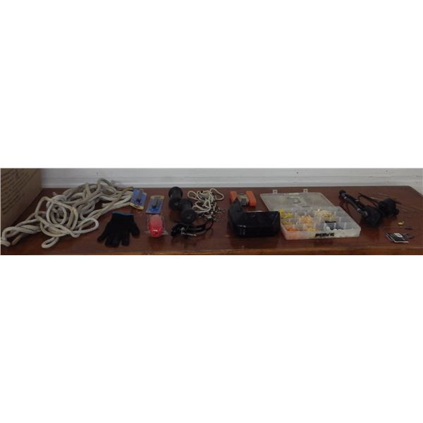 rope,  and various fishing supplies
