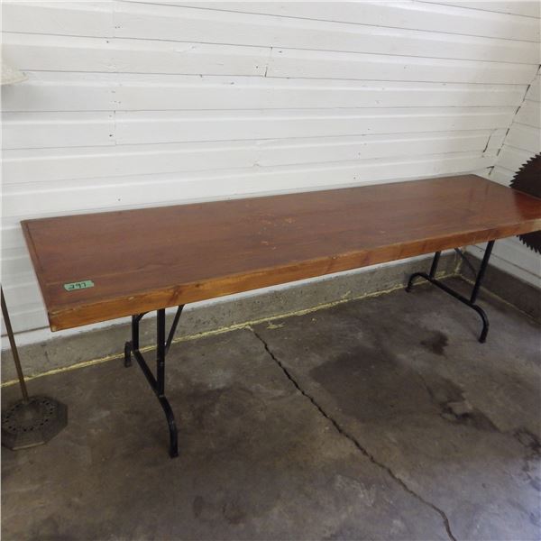8' table -- wood top, folding legs