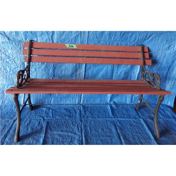park bench with cast iron bench ends