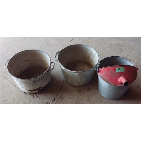 metal cans and pails