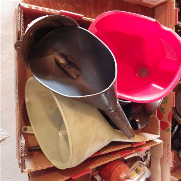 box of oil funnels