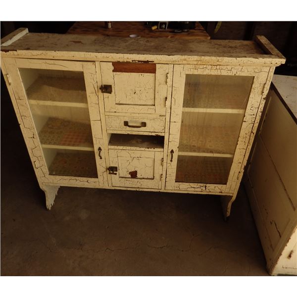 antique kitchen cabinet -- needs repair and refinishing