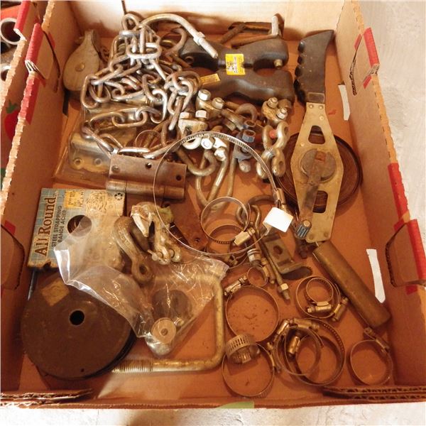 box with hose clamps , chain Etc