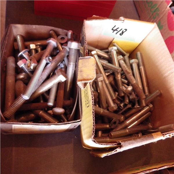 two boxes of miscellaneous bolts