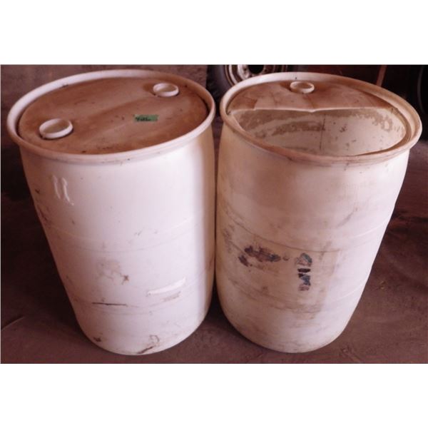 Lot of two plastic  45 gallon drums