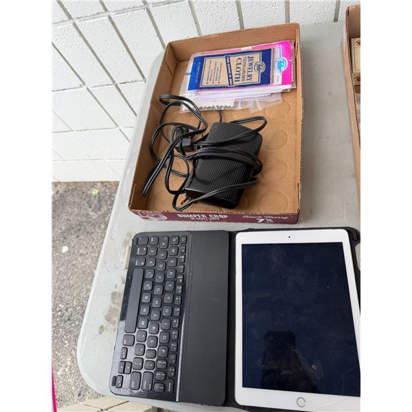 Table tablet untested, sewing machine, pedal, and Jewelry cleaning polish