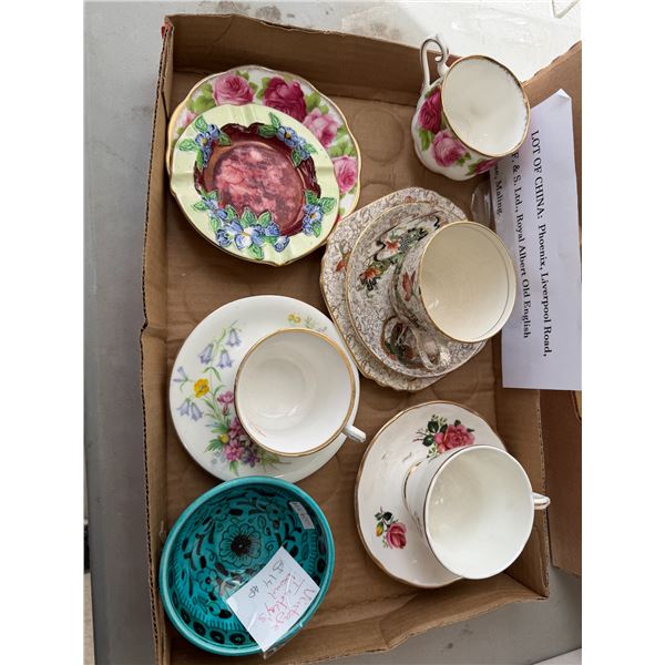 Tea, cups, and saucers, and other China