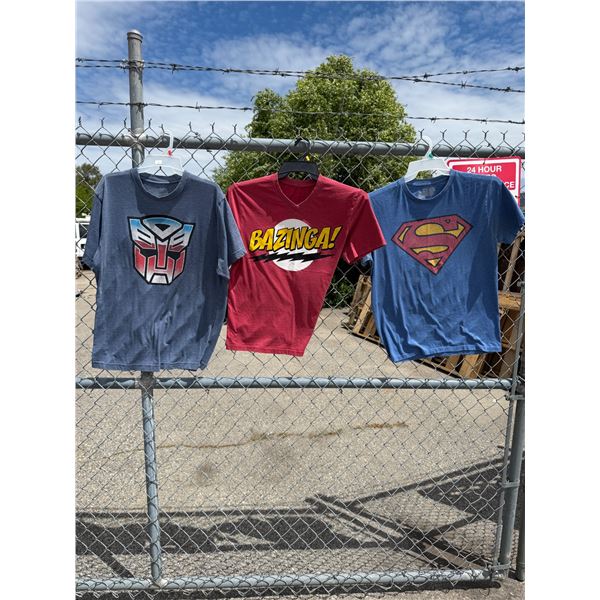T-shirts, size medium, and large
