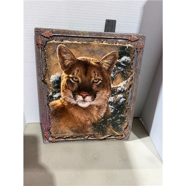 Wild Wings "Caught by the Light" cougar wall art is available as a 18" x 13" gallery-wrapped canvas