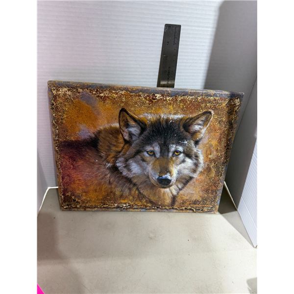 Crystals and Gold-Wolf" gallery wrapped canvas by artist Lee Kromschroeder